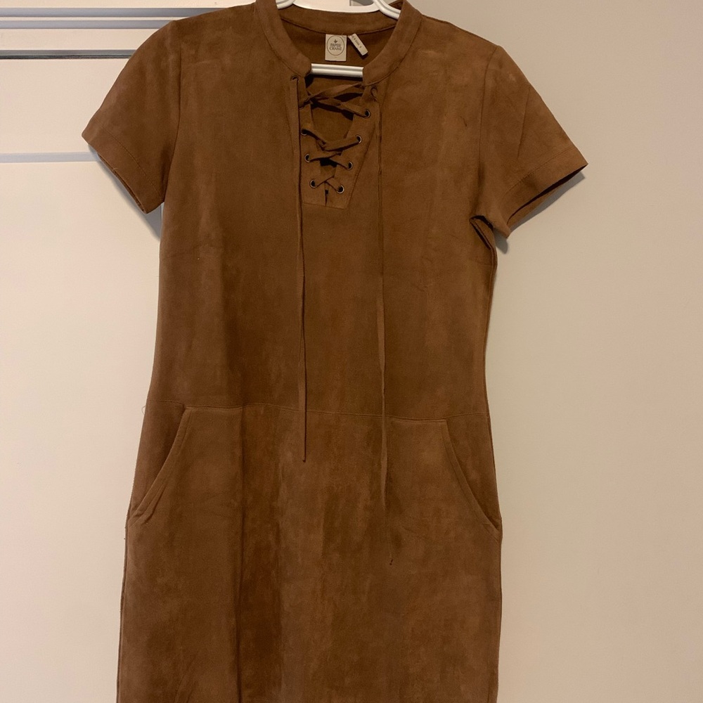 Paper Crane Mini Faux Suede Dress